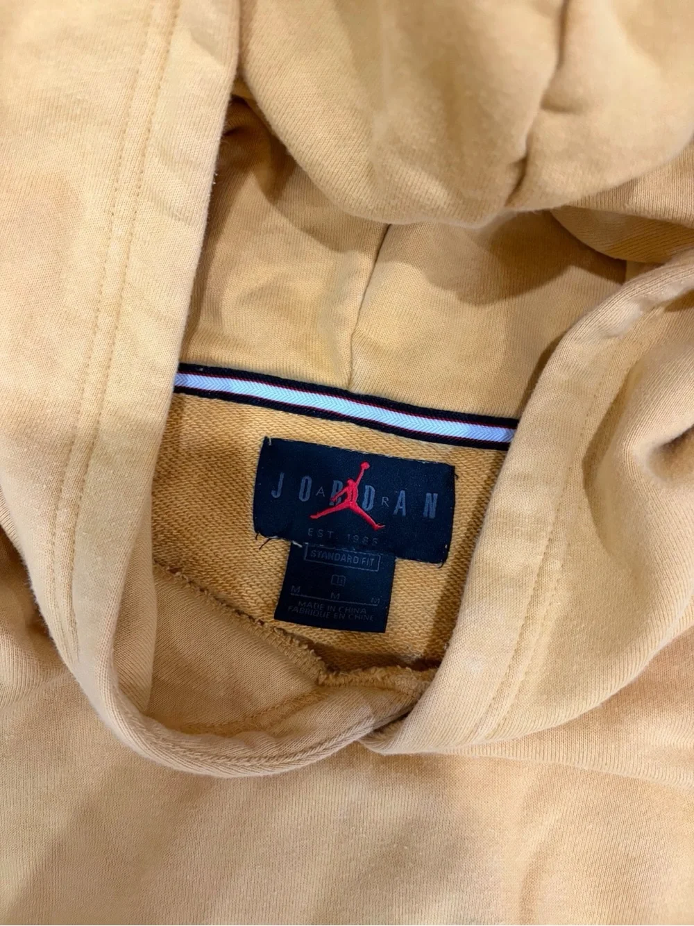 Jordan Mustard Yellow Hoodie with Red Jumpman Patch